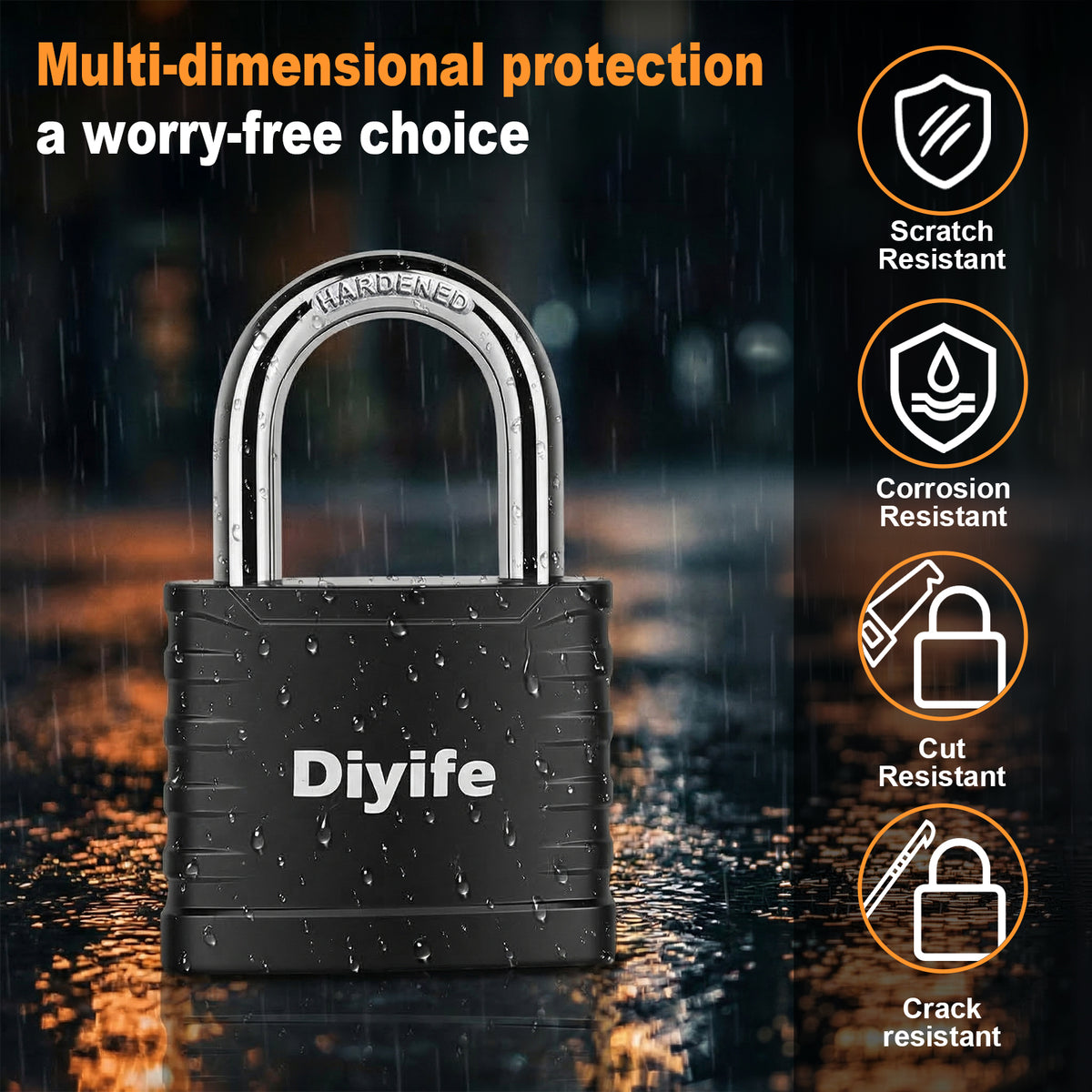 Heavy Duty Key Padlock, [Anti-Theft] Diyife Padlock with Keys Weatherproof, Thickened Shackle, Outdoor Padlocks Anticut, Anti-Rust Steel for School Gym Locker, Garage, Shed, Fence, Yard