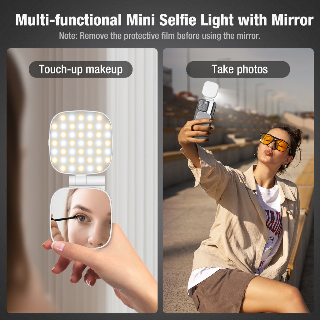 Magnetic Selfie Light for Phone, [Compatible with MagSafe] Diyife 360° Rotatable Clip on Phone Light with Mirror, CRI95, 2500K-9000K, 6 Modes, Portable Phone Ring Light for Video Call, Makeup