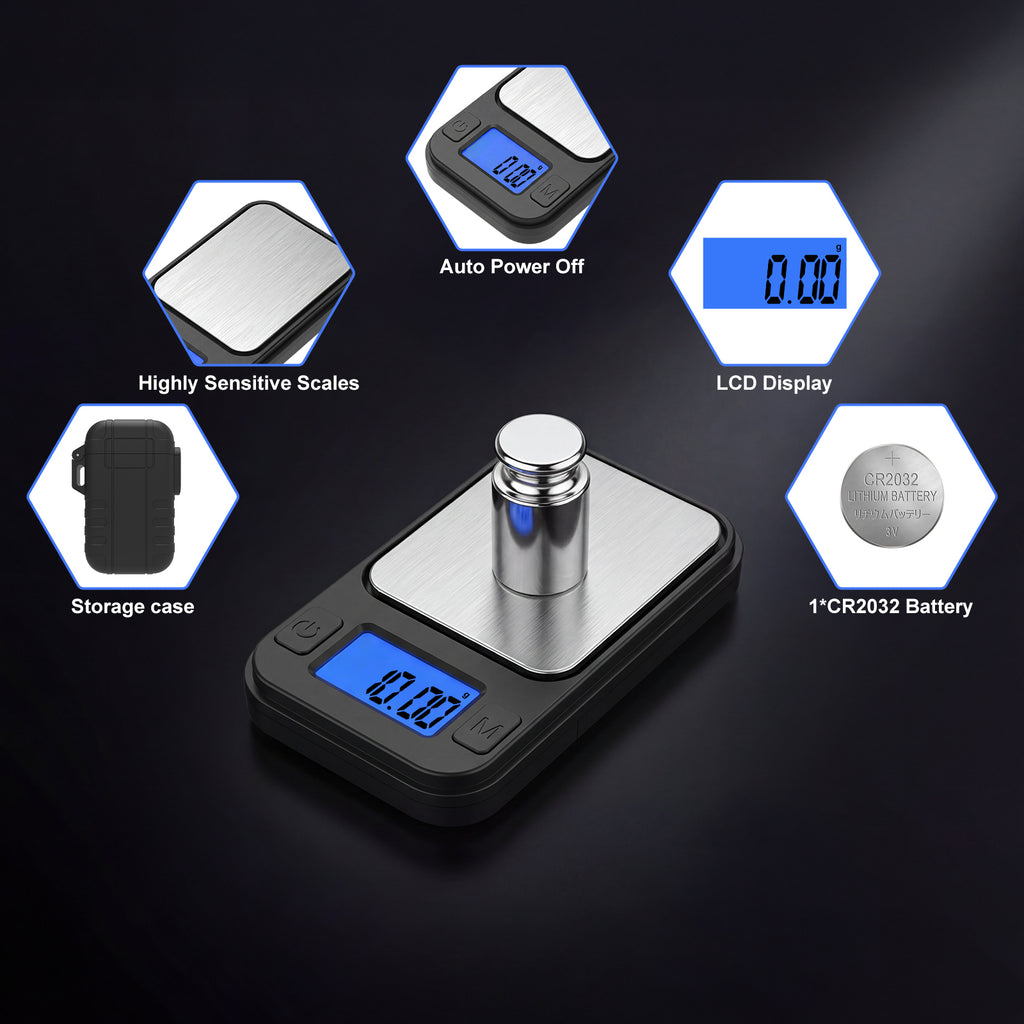 Mini Scales 0.01g/200g, Diyife Portable Precision Scale Jewellery Scales with Storage Case, Auto-Off, Backlit Lcd, 8 Units, Tare, Digital Pocket Scales for Food, Gold, Coffee, Gem