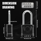 Large Heavy Duty Combination Padlock, [Long Shackle 8mm Thick] Diyife 54mm Locker Lock, 4 Digit Weatherproof Padlock, [One-Click Open] Combination Lock for Gym, Outdoor, Shed, Fence, Cabinet (Black)