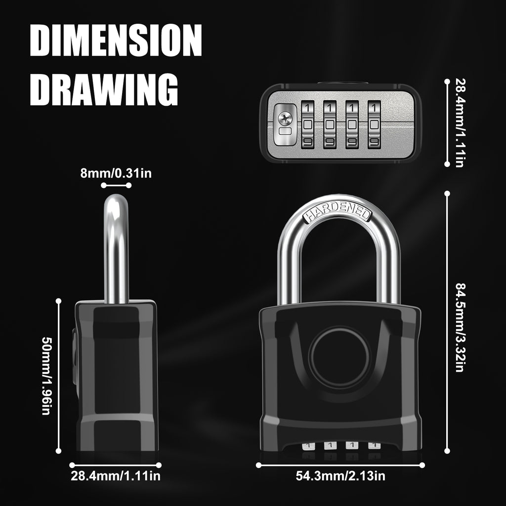Large Heavy Duty Combination Padlock, [8mm Thick Shackle] Diyife 54mm Locker Lock, 4 Digit Weatherproof Padlock, [One-Click Open] Combination Lock for Gate, Hasp, Gym, School, Shed, Fence, Cabinet