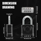 Large Heavy Duty Combination Padlock, [8mm Thick Shackle] Diyife 54mm Locker Lock, 4 Digit Weatherproof Padlock, [One-Click Open] Combination Lock for Gate, Hasp, Gym, School, Shed, Fence, Cabinet