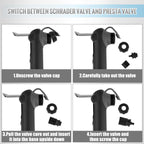 Diyife Bike Pump [Classic Edition] [with Pressure Gauge] – Mini Bicycle Pump with Needle, Glue-Free Connection Kit, Valve Caps & Mount – Fits Presta/Schrader