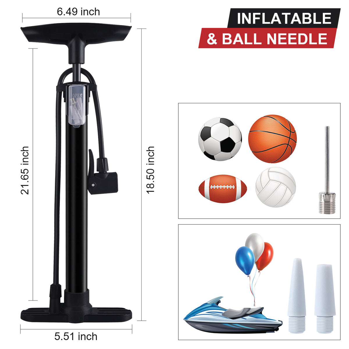 Mini Pompa da Bici con Manometro – Pompa Portatile per Pneumatici in Alluminio da 80-100 PSI per Valvole Presta e Schrader – Pompa Leggera per Bici da Corsa e Mountain Bike, Argento