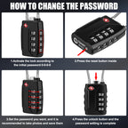 Diyife TSA Suitcase Padlock, 4 Digit Combination Lock, Travel Lock for Luggage, Travel Case, Locker, Black