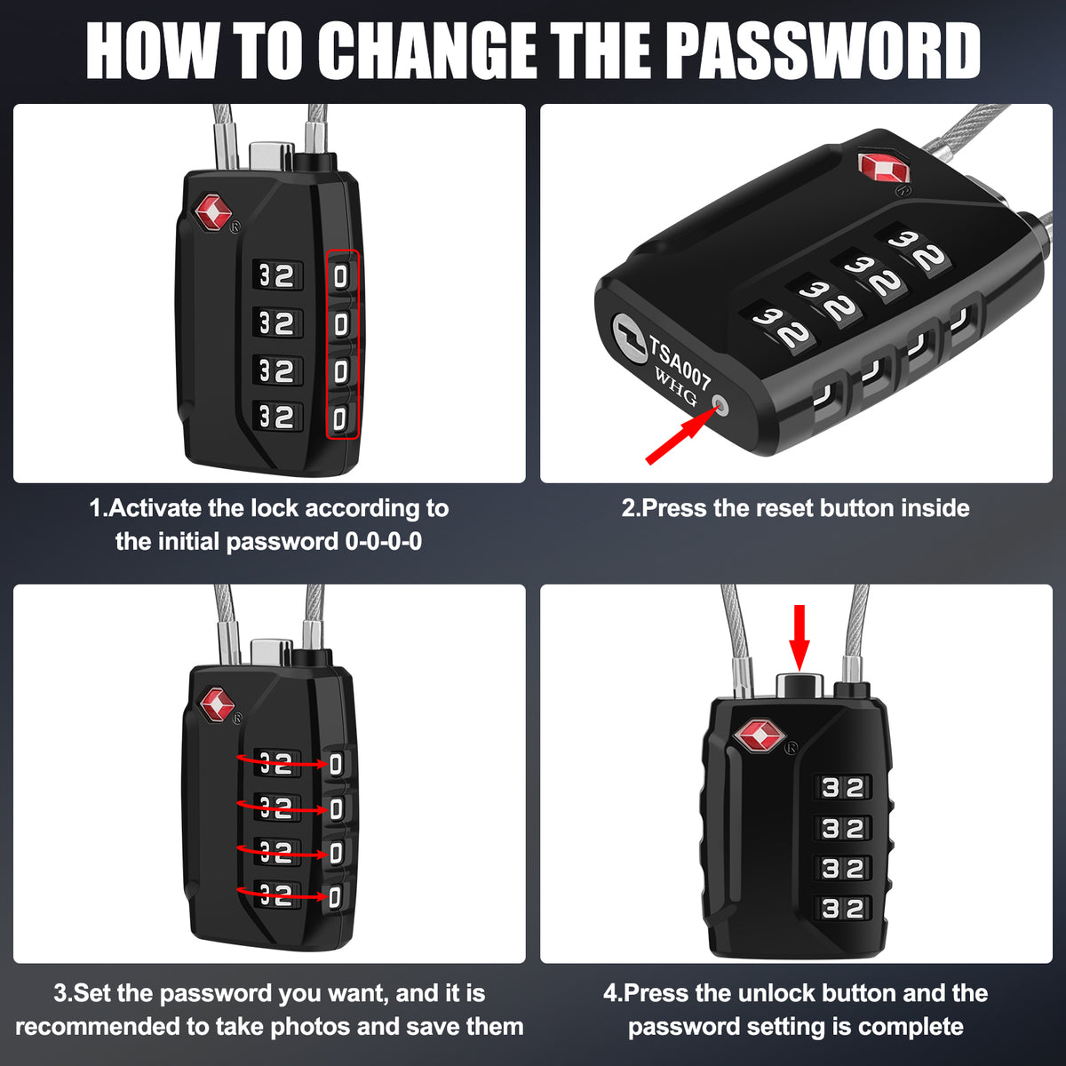 Diyife TSA Suitcase Padlock, 4 Digit Combination Lock, Travel Lock for Luggage, Travel Case, Locker, Black
