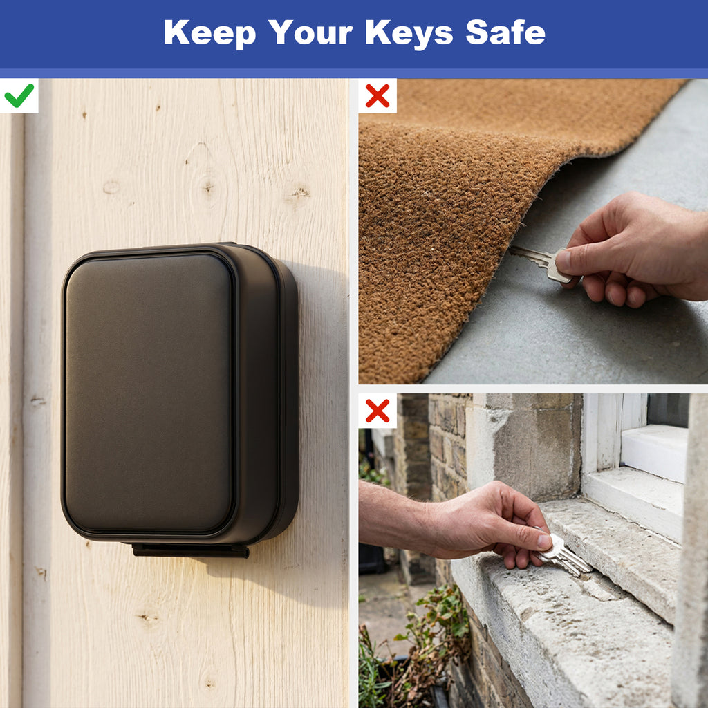 Diyife Large Key Safe Wall Mounted for Car Keys Outdoor with Light Up Dials Waterproof,4 Digit Combination Lock Box with Protective Cover for Rentals Airbnb House Garage, Internal Dimensions:90x60x46mm