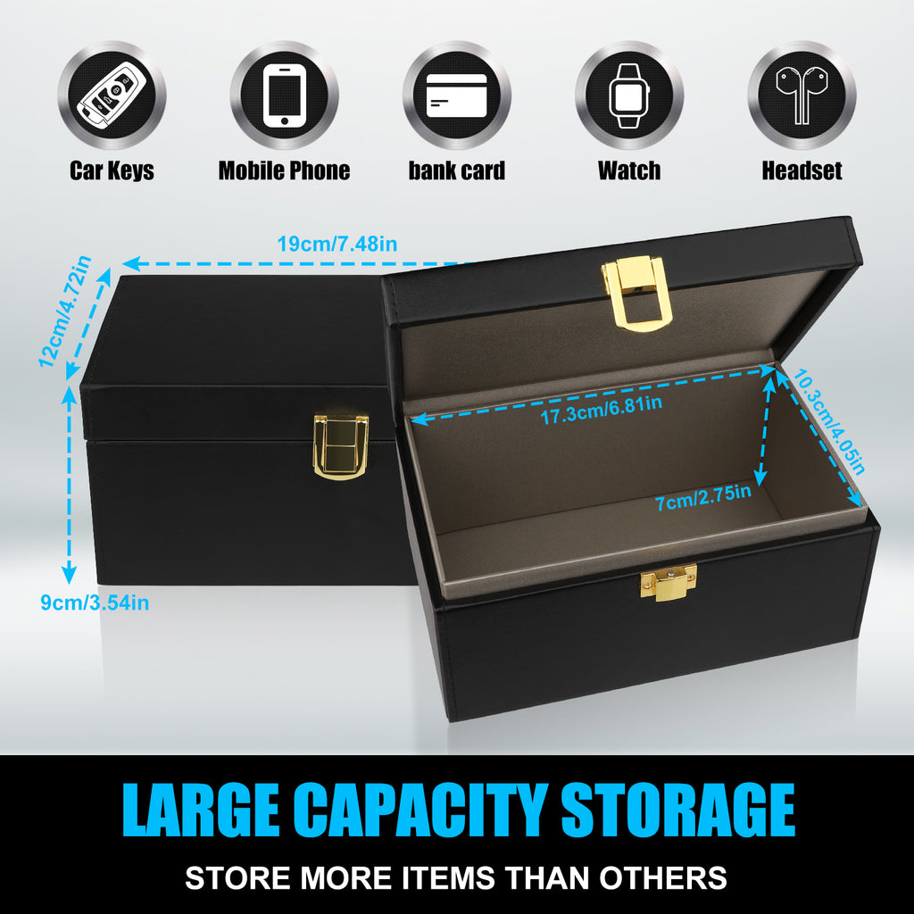 Diyife Large Faraday Box for Car Keys and Phones, with Pouch & Card Sleeves|8-12 Car Keys Capacity, Anti-Theft Key Fob Protector, RFID Car Key Signal Blocker Box, Premium Leather