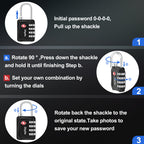 Diyife TSA Luggage Padlock, 4 Digit Combination Lock, Airplane Travel Lock for Suitcase, Gym Bag, Backpack, Case