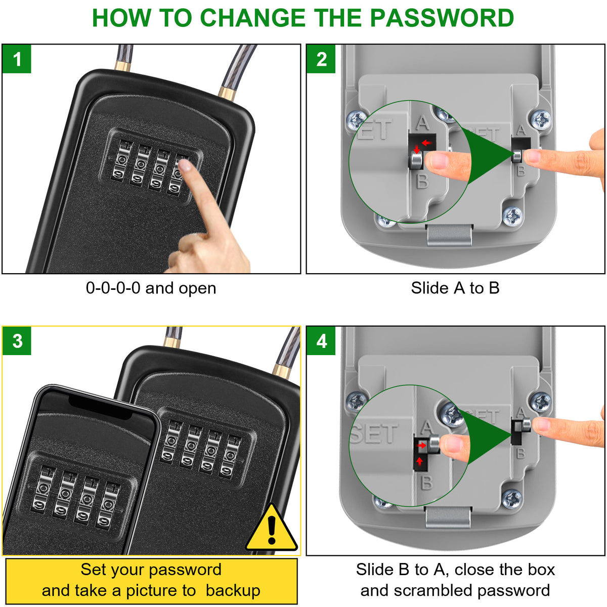 Key Safe Box, [Weatherproof] Diyife 4-Digit Combination Key Lock Box Removable Wire Rope Shackle, Hangable Portable Security Key Lock Box for Home Office Garage School