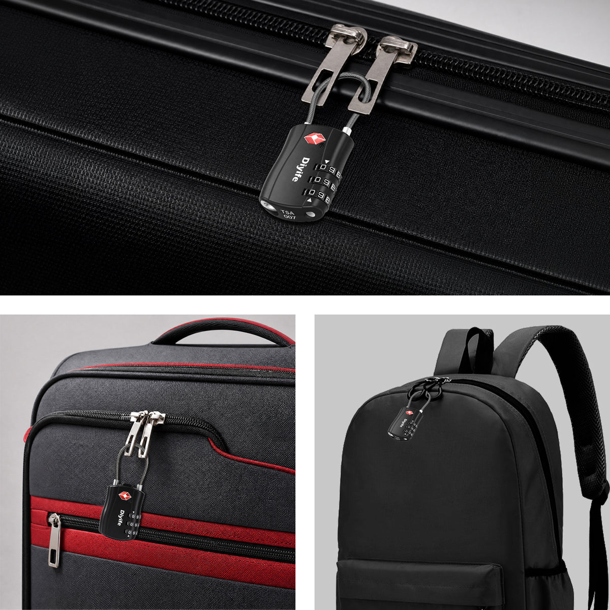 Diyife TSA Combination Padlock, 3 Digit Luggage Lock, Travel Lock for Suitcase, Backpack, Locker, Briefcase