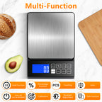 Diyife Large Digital Kitchen Scale with%Percentage &Hold Function,0.1g/5kg, IP67 Waterproof Baking Scale, USB‑C Rechargeable, 7.9x7.9" Food Scales with Large LCD Display for Cooking,Stainless Steel Pan