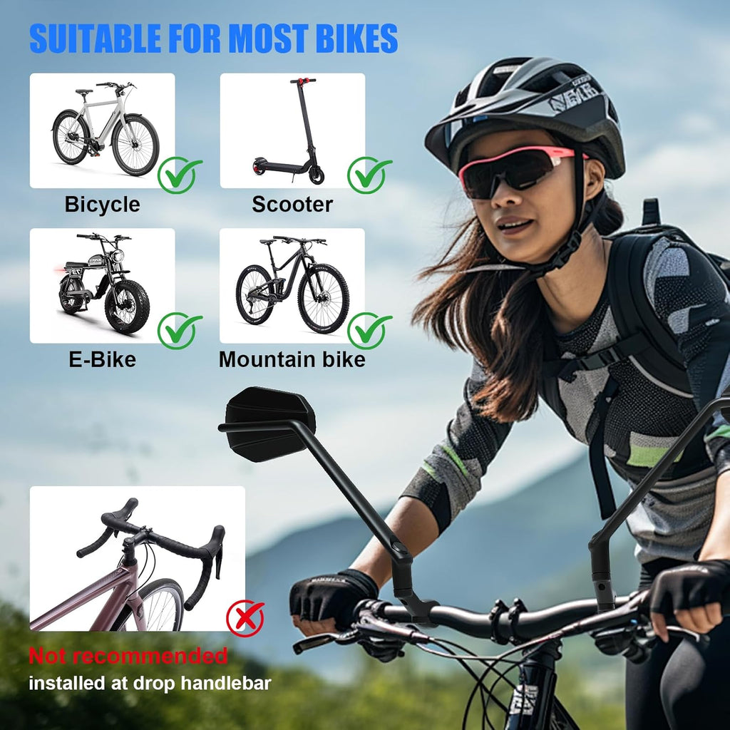 Diyife 2 Pcs HD Wide Angle Large Bicycle Mirrors