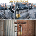 Heavy Duty Solid Brass Long Padlock with 3 Keys, 40mm Width 6mm Shackle 5-Pin Cylinder, Diyife Weatherproof Corrosion Resistant High Security Outdoor Lock for Gate, Garage, Storage Unit, Trailer