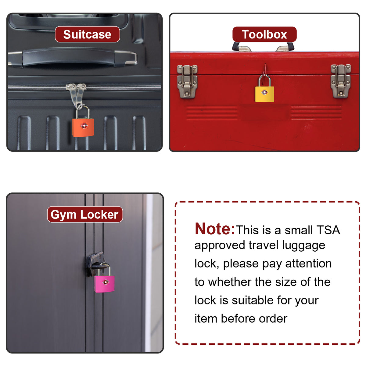 Diyife TSA Suitcase Padlock, 4-Pack Travel Locks with Keys, 4 Colors, for Backpacks, Suitcases, Cabinets, Luggage