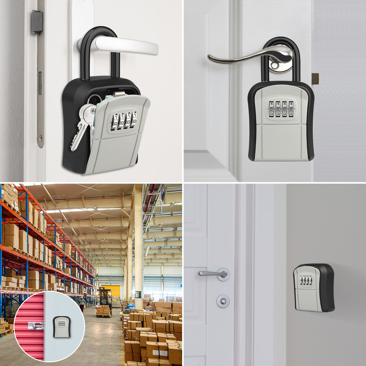 Key Safe Heavy Duty, [Waterproof] Diyife Portable Lock Box with Removable Shackle, Wall Mounted and Resettable 4 Digit Combination Key Storage Lock Box for House Keys, Car Keys [5 Keys Capacity]-Grey