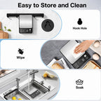 Diyife Full Waterproof Kitchen Scales Rechargeable, 0.1g/10kg, 10 Units, Tare, PCS Counting, Auto Off, Adjustable LCD Display, 304 Stainless Steel, Wall Mount Food Scales for Baking Cooking