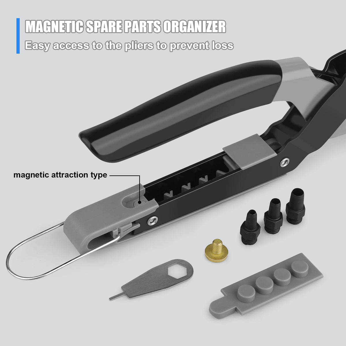 Diyife Pro Lightweight Belt Hole Puncher, [Magnetic] Effortless One-Squeeze Leather Hole Punch Tool with 6 Interchangeable Punch Heads, Brass Anvils, Compact & Durable, for Belts, Cards, Papers