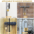 Heavy Duty Solid Brass Long Padlock with 3 Keys, 40mm Width 6mm Shackle 5-Pin Cylinder, Diyife Weatherproof Corrosion Resistant High Security Outdoor Lock for Gate, Garage, Storage Unit, Trailer