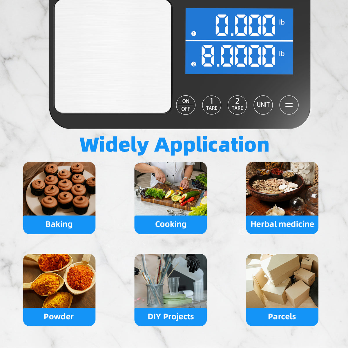 Dual Platform Digital Kitchen Scale, [15kg/33lb-0.01g] Diyife Food Scale, High Precision, Intelligent Accumulation, 7 Units Backlight LCD, Tare, Auto Off, Stainless Steel for Cooking Baking Jewelry