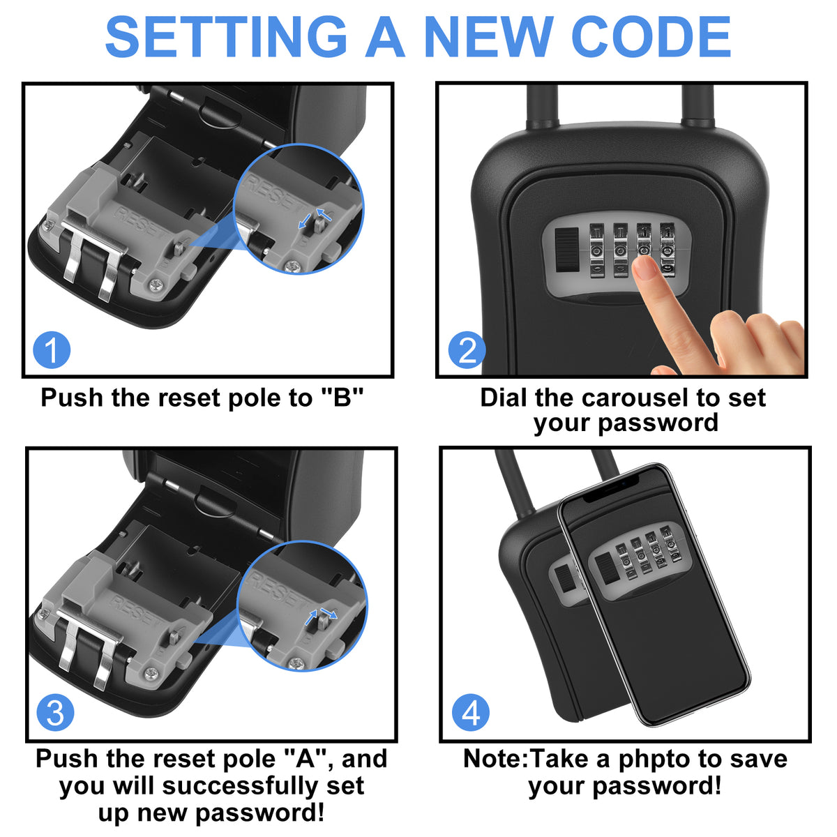 Key Lock Box, [5 Keys Capacity] Diyife 4-Digit Combination Key Safe Box Weatherproof, Removable Shackle for Hanging Mounted, Portable House Key Box for Outdoor, Home, Garage, Office-Black