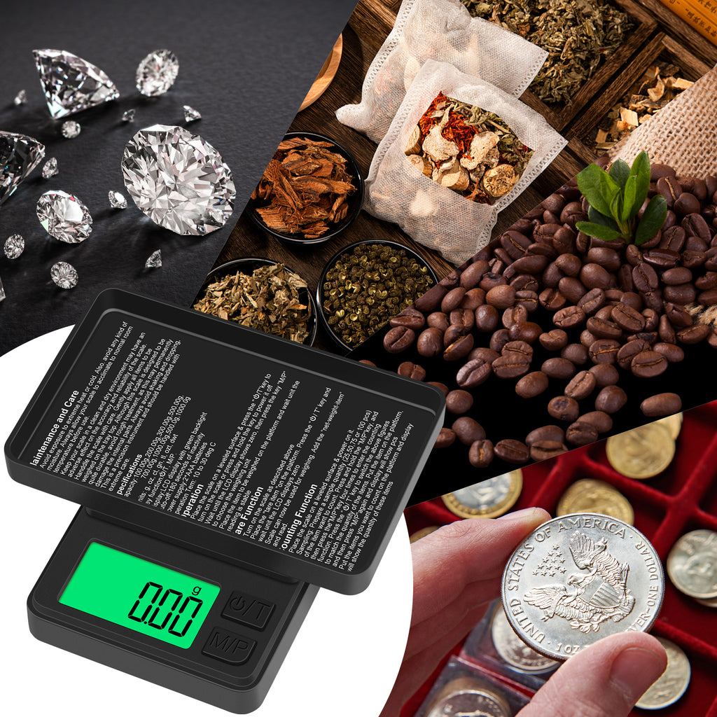 Diyife Mini Scales, [1000g/0.01g] Small Pocket Scales, High Precision Portable Weighing Scales with Cover, Fast Read with Back-Lit LCD Display, for Jewellery Gold Coffee Coin Herb Lab