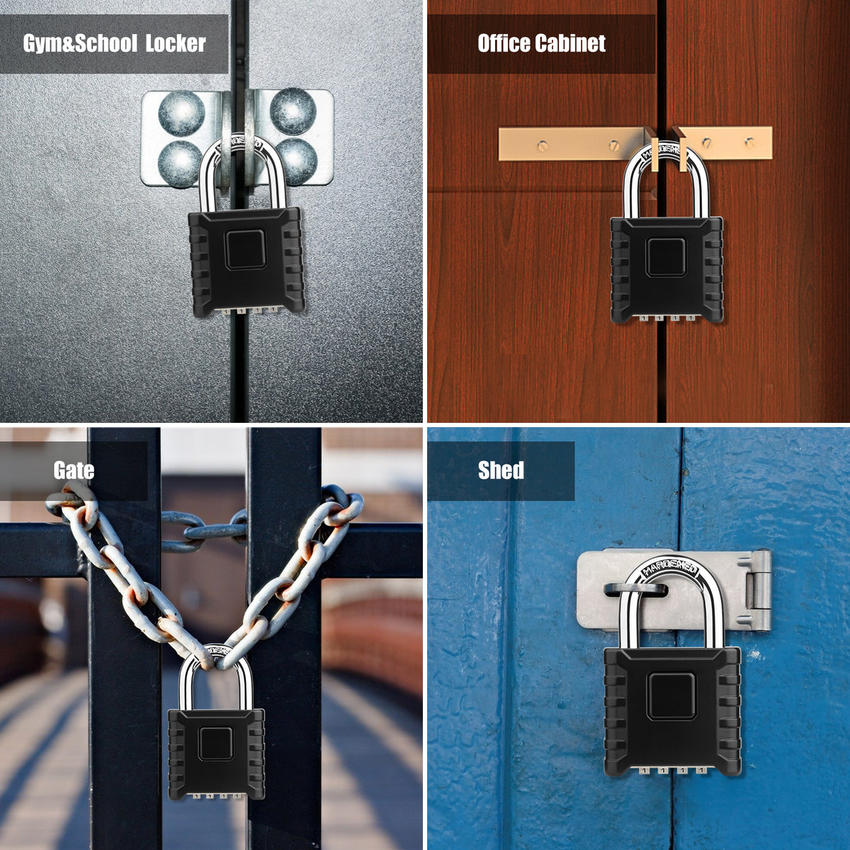 Large Heavy Duty Combination Padlock, [8mm Thick Shackle] [One-Click Open] Diyife 52mm 4 Digit Locker Lock Weatherproof Lock Outdoor Combination Lock for Shed, Fence, Hasp, School, Gym(Black Blue)
