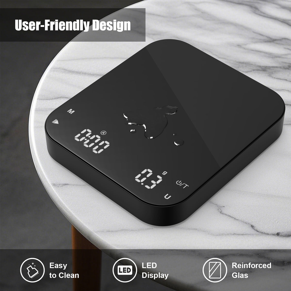 Rechargeable Mini Coffee Scales with Timer, Diyife 0.1g/3KG High Precision, Electronic Espresso Scale, HD LED Display, Auto & Manual Timing, Portable Analytical Lab Balance for Labs, Jewellers, Gold