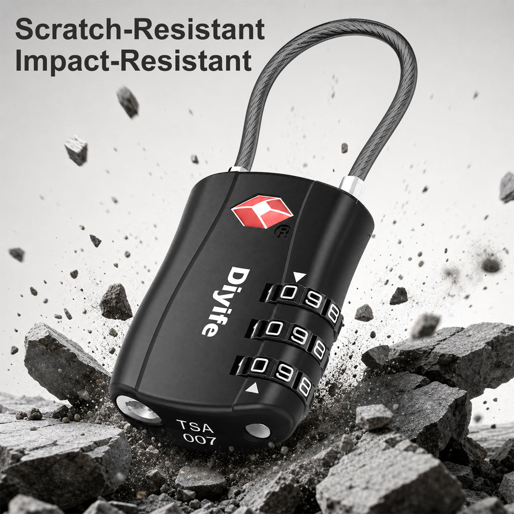 Diyife TSA Combination Padlock, 3 Digit Luggage Lock, Travel Lock for Suitcase, Backpack, Locker, Briefcase