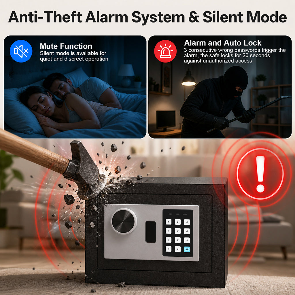 Small Safe Box for Home, Diyife 0.22 Cu Ft Money Safe Security Lock Box