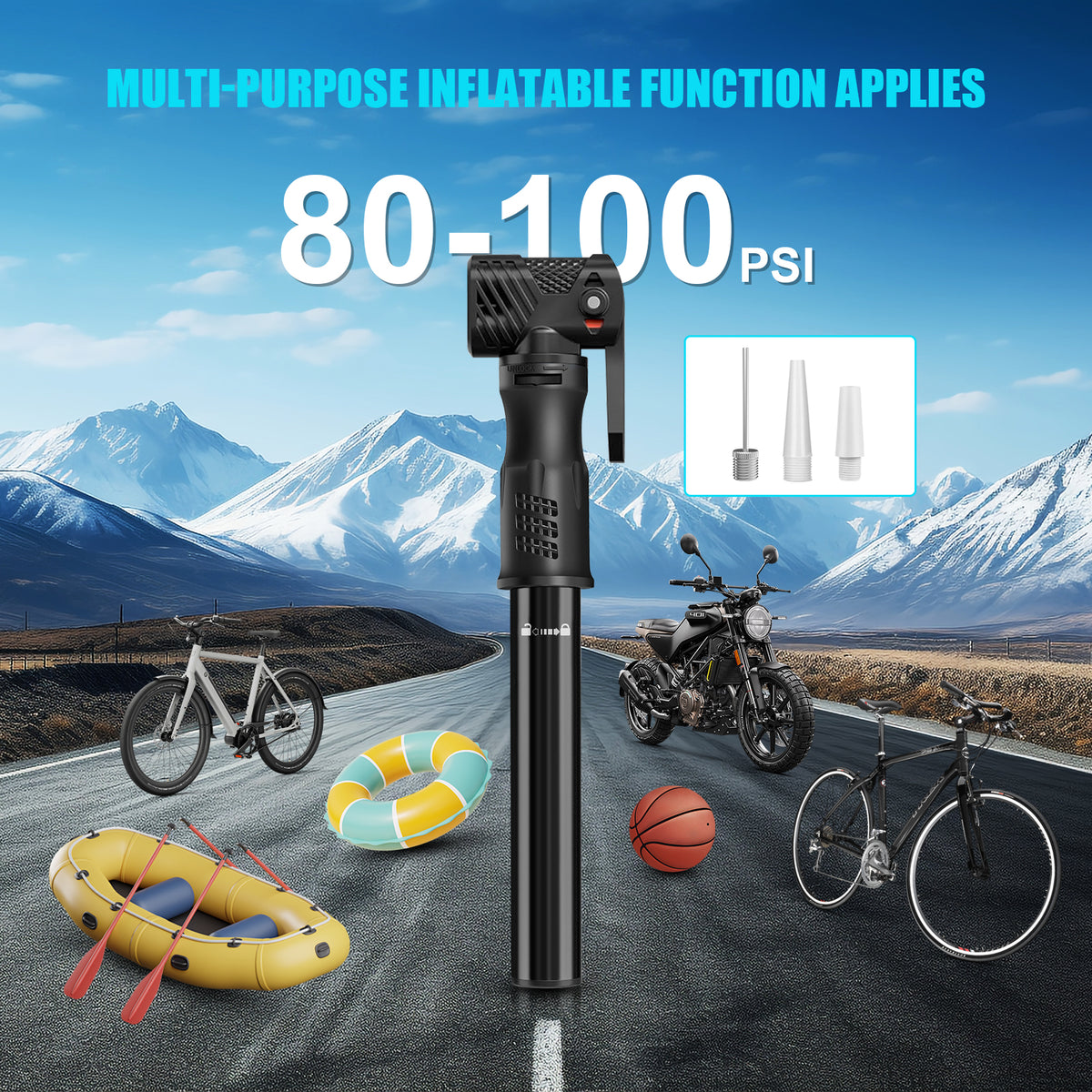 Mini Pompa per Bicicletta con Manometro – Pompa Portatile Diyife in Lega di Alluminio per Valvole Presta e Schrader – Bici da Corsa, Mountain Bike, Palloni e Anelli da Nuoto