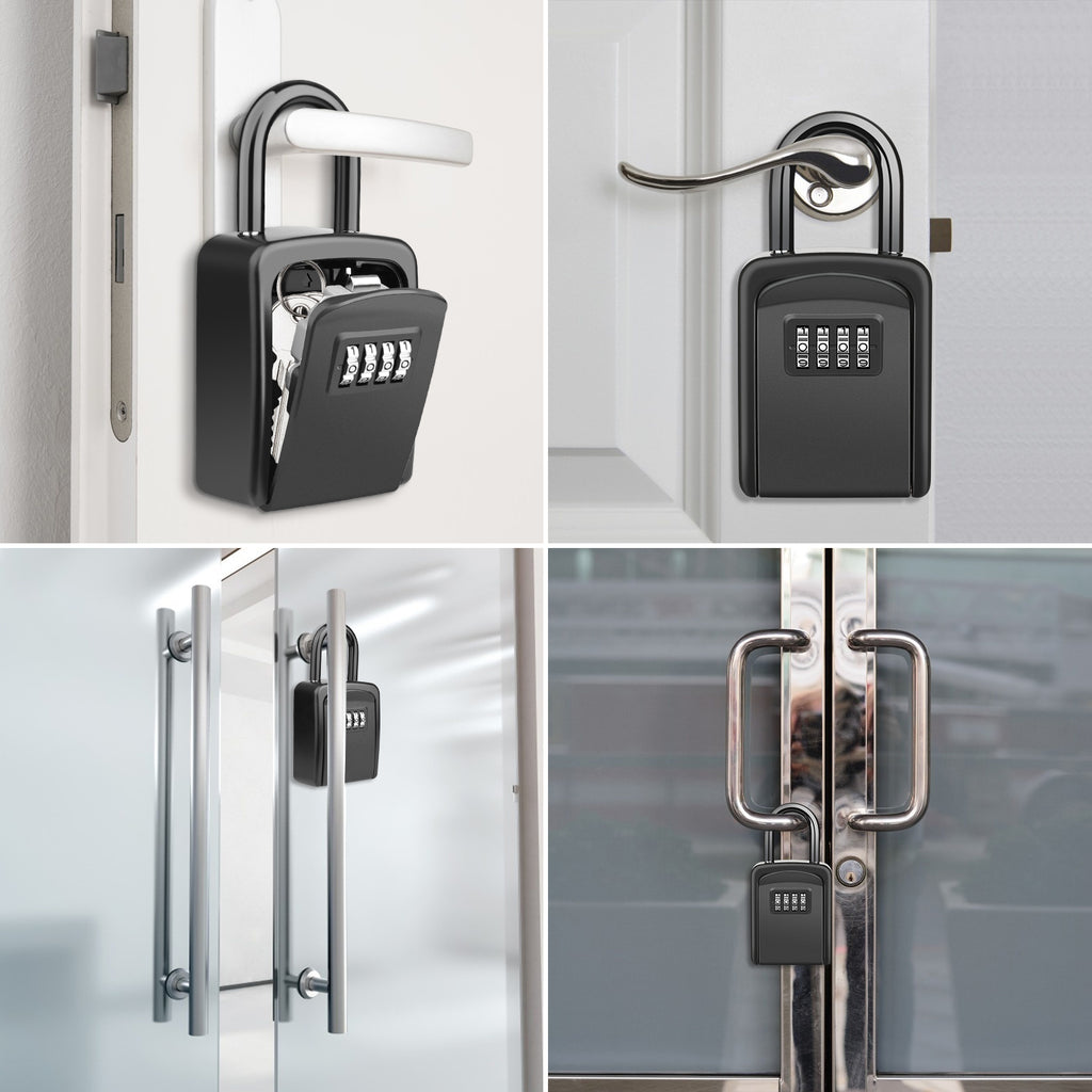 Key Lock Box, Diyife 4-Digit Security Combination Lock Box for House Key Weatherproof, Hanging Mounted, 5 House Keys Capacity, Portable Spare Key Storage Box for Home Apartment Office Garage Airbnb