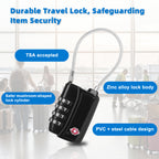 Diyife TSA008 Travel Luggage Lock, 2 Pack 4-Digit Resettable Combination Padlock with Open Alert Indicator & Flexible Cable, Security Upgrade Small Round Lock for Suitcases & Cases