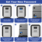 Diyife Large Key Safe Wall Mounted for Car Keys Outdoor with Light Up Dials Waterproof,4 Digit Combination Lock Box with Protective Cover for Rentals Airbnb House Garage, Internal Dimensions:90x60x46mm