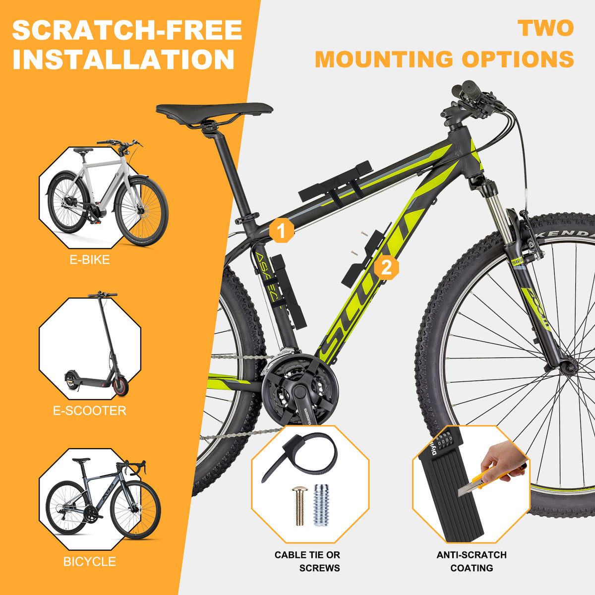 Diyife Folding Bike Lock, Combination Bicycle Lock with Bracket for Ebike Scooter Motorcycle