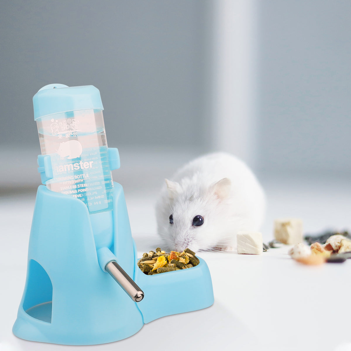 Diyife Guinea Pig Water Bottle - Non Drip, Automatic Dispenser, Free Standing for Hamster, Bunny, Chinchilla, Hedgehog, Squirrel (80ml)