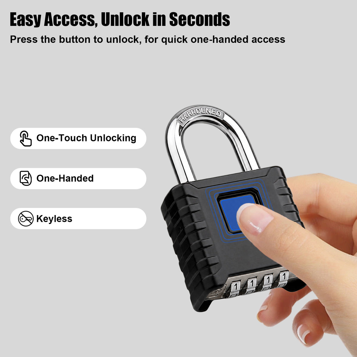 Large Heavy Duty Combination Padlock, [2 Pack] [One-Click Open] Diyife 52mm 4 Digit Locker Lock Weatherproof Lock Outdoor Combination Lock for School, Gym,Shed,Fence,Hasp,Cabinet (Black,Silver)