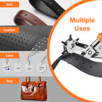Diyife Belt Hole Puncher for Leather, [Complete Professional Kit] Ergonomic Effortless 6-Sizes Leather Hole Punch with 6 Spare Punches and 5 Brass Anvils for Belts, Fabric, Plastic, Watch Band
