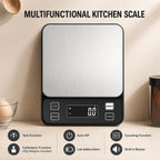 Diyife Full Waterproof Kitchen Scales Rechargeable, 0.1g/10kg, 10 Units, Tare, PCS Counting, Auto Off, Adjustable LCD Display, 304 Stainless Steel, Wall Mount Food Scales for Baking Cooking
