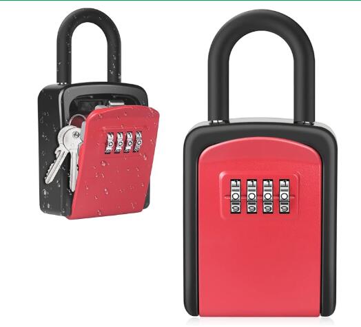 Key Lock Box, Diyife 4-Digit Security Combination Lock Box for House Key Weatherproof, Hanging Mounted, 5 House Keys Capacity, Portable Spare Key Storage Box for Home Apartment Office Garage Airbnb