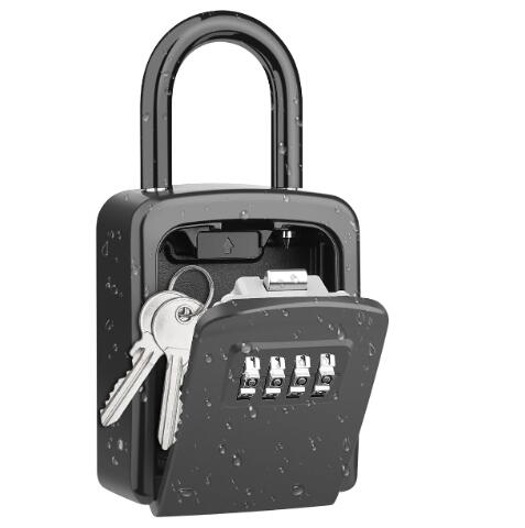 Key Lock Box, Diyife 4-Digit Security Combination Lock Box for House Key Weatherproof, Hanging Mounted, 5 House Keys Capacity, Portable Spare Key Storage Box for Home Apartment Office Garage Airbnb