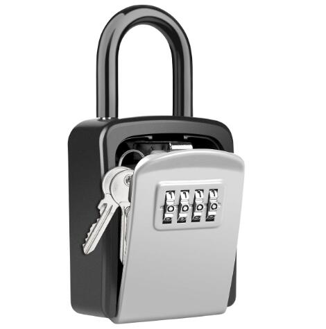 Key Lock Box, Diyife 4-Digit Security Combination Lock Box for House Key Weatherproof, Hanging Mounted, 5 House Keys Capacity, Portable Spare Key Storage Box for Home Apartment Office Garage Airbnb