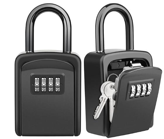 Key Lock Box, Diyife 4-Digit Security Combination Lock Box for House Key Weatherproof, Hanging Mounted, 5 House Keys Capacity, Portable Spare Key Storage Box for Home Apartment Office Garage Airbnb