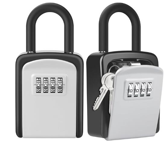 Key Lock Box, Diyife 4-Digit Security Combination Lock Box for House Key Weatherproof, Hanging Mounted, 5 House Keys Capacity, Portable Spare Key Storage Box for Home Apartment Office Garage Airbnb