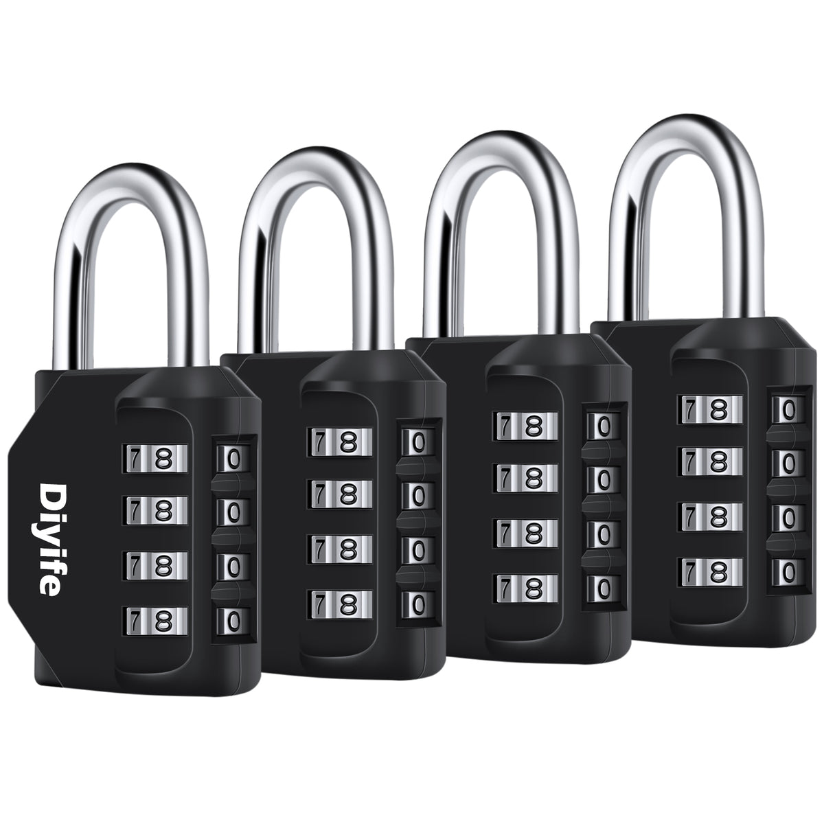 Diyife Combination Padlock, Weatherproof 4 Digit Resettable Locker Lock