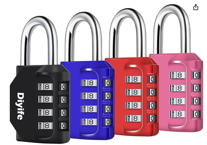 Diyife Combination Padlock, Weatherproof 4 Digit Resettable Locker Lock
