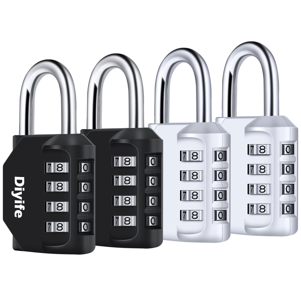 Diyife Combination Padlock, Weatherproof 4 Digit Resettable Locker Lock