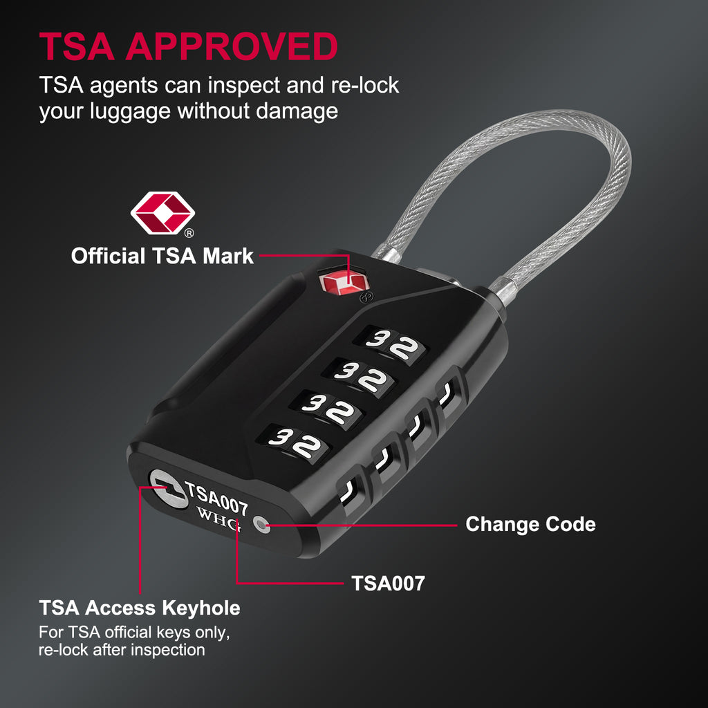 Diyife TSA Suitcase Padlock, 4 Digit Combination Lock, Travel Lock for Luggage, Travel Case, Locker, Black