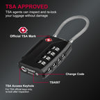 Diyife TSA Suitcase Padlock, 4 Digit Combination Lock, Travel Lock for Luggage, Travel Case, Locker, Black