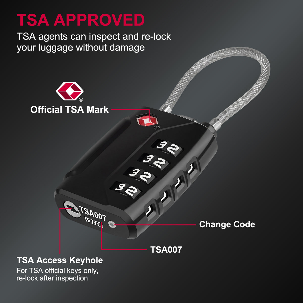 Diyife TSA Suitcase Padlock, 4 Digit Combination Lock, Travel Lock for Luggage, Travel Case, Locker, Black